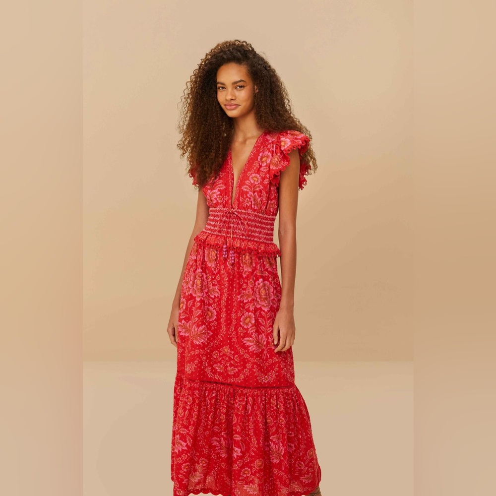 FARM Rio Red Olivia Lace Maxi Dress NWT - XL - Picture 2 of 3